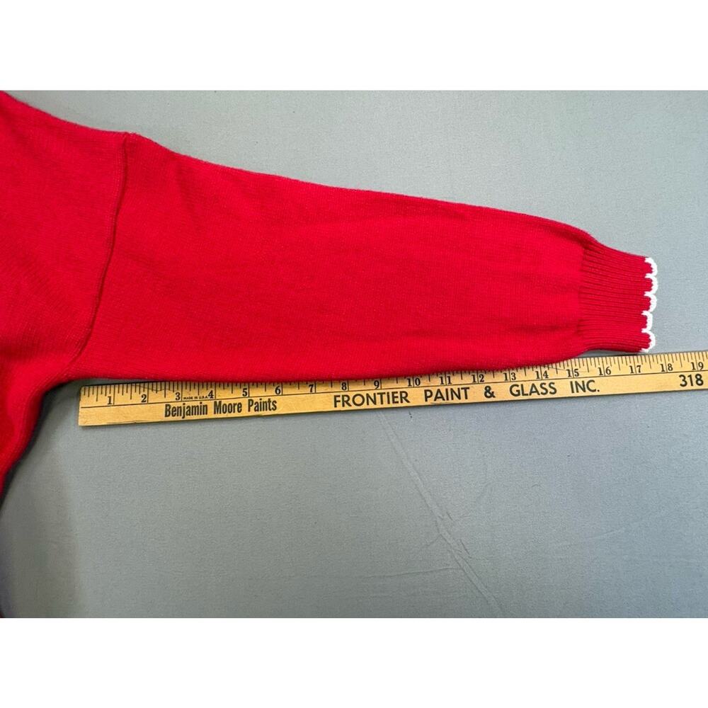 Luna Ivy Red Swan Knit Crop 'ish' Sweater Scalloped Trim Women Size Medium - Picture 4 of 8